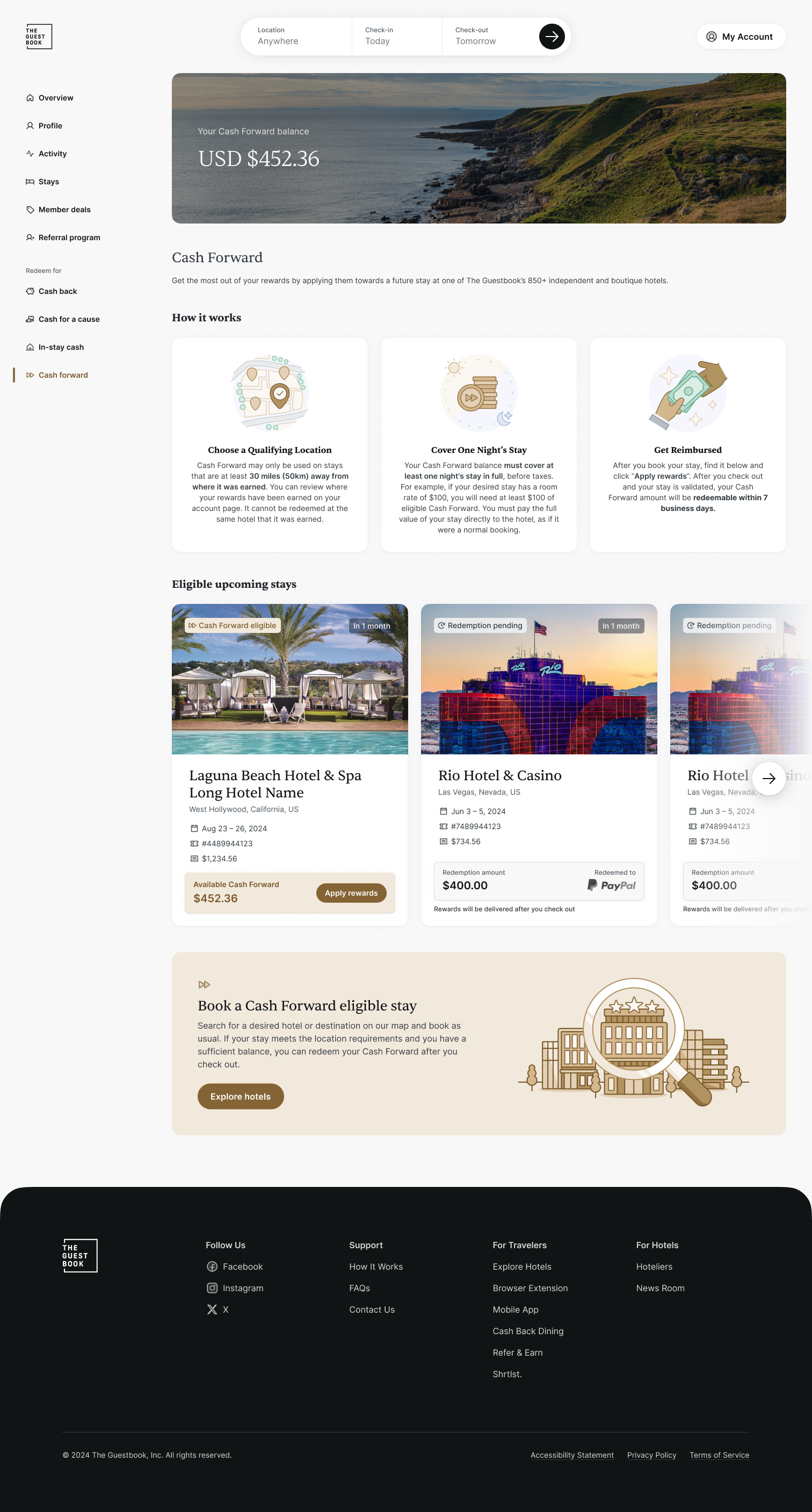 Streamlined Cash Forward Redemptions